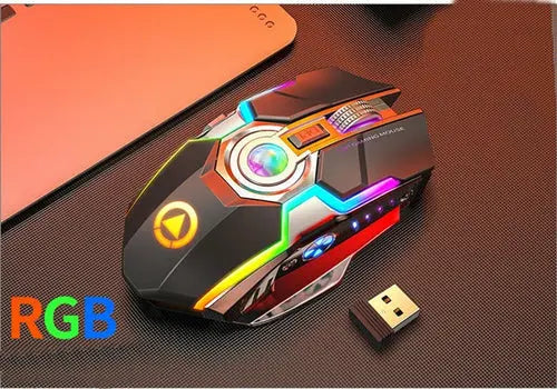 Color Wireless Gaming RGB Rechargeable Mute Button Mouse - Puck's