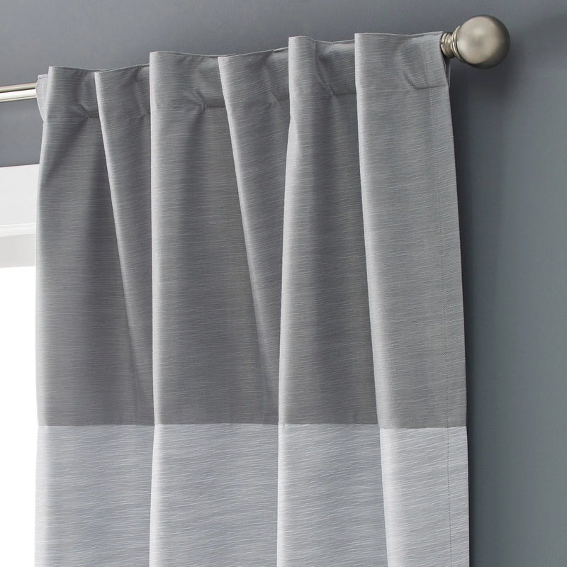 Colorblock Rod Pocket and Back Tab Blackout Curtain Panel, 1-Piece, Silver, 50" W X 108" L - Puck's