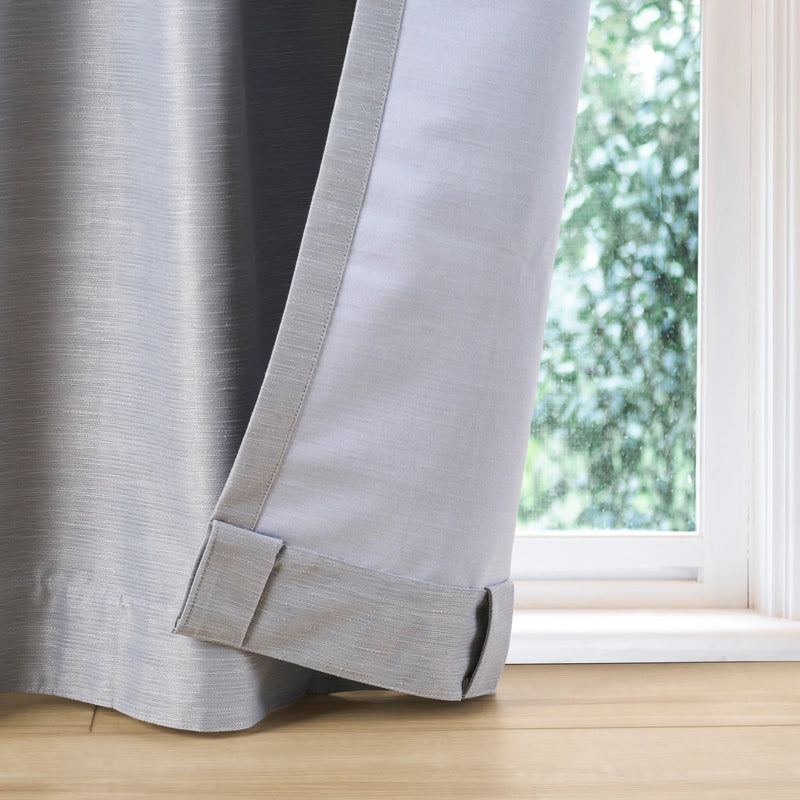 Colorblock Rod Pocket and Back Tab Blackout Curtain Panel, 1-Piece, Silver, 50" W X 108" L - Puck's