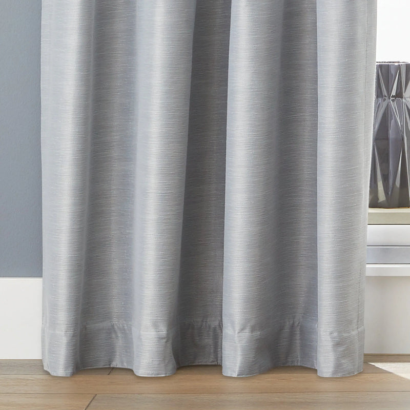 Colorblock Rod Pocket and Back Tab Blackout Curtain Panel, 1-Piece, Silver, 50" W X 84" L - Puck's