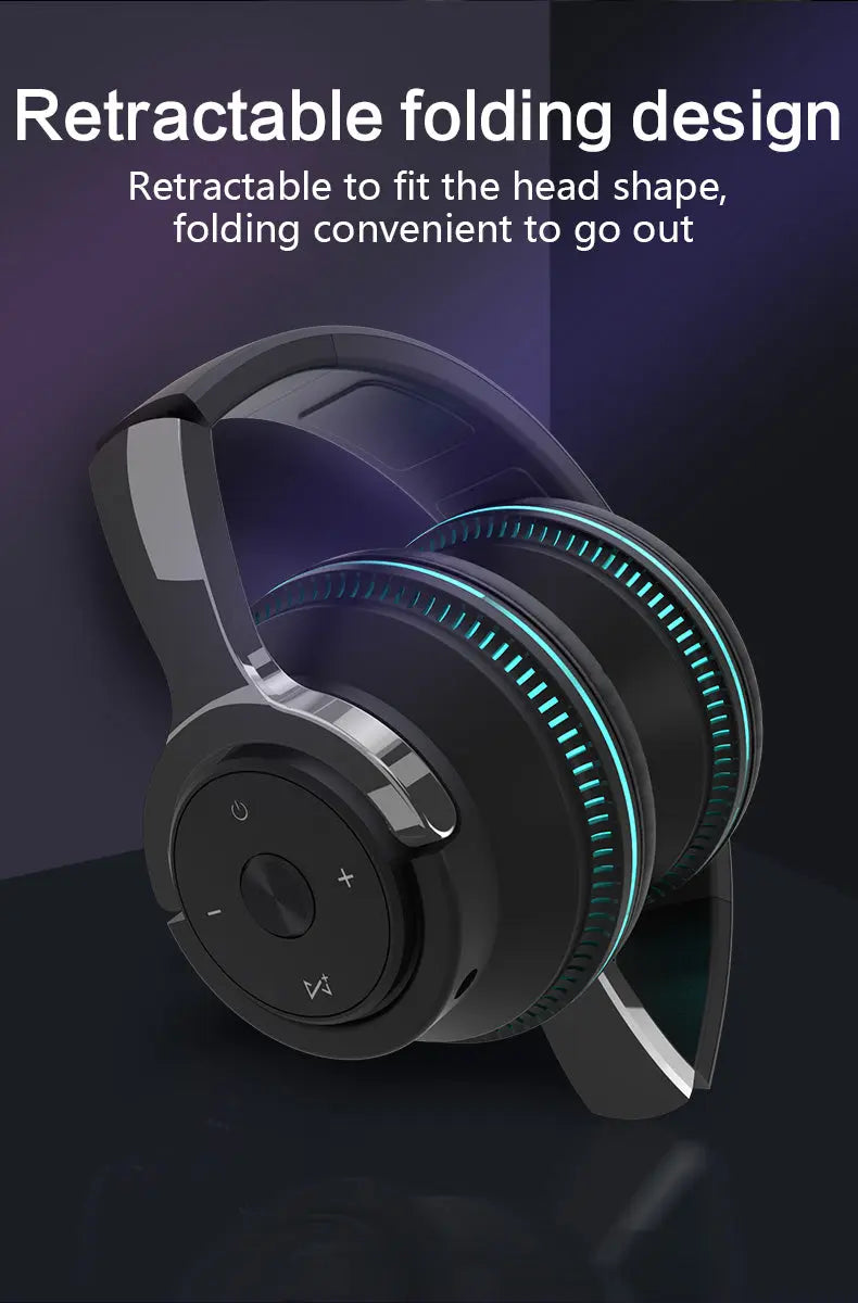 Colorful LED Lights Bluetooth Headphone Bass Wireless Earphones - Puck's