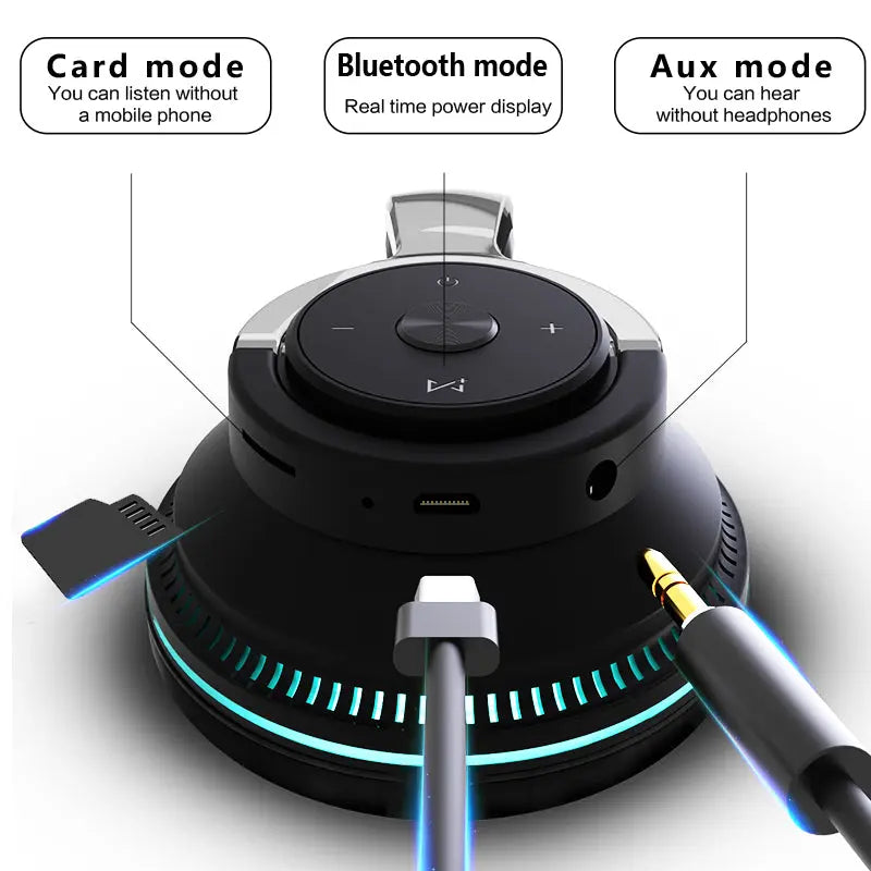 Colorful LED Lights Bluetooth Headphone Bass Wireless Earphones - Puck's