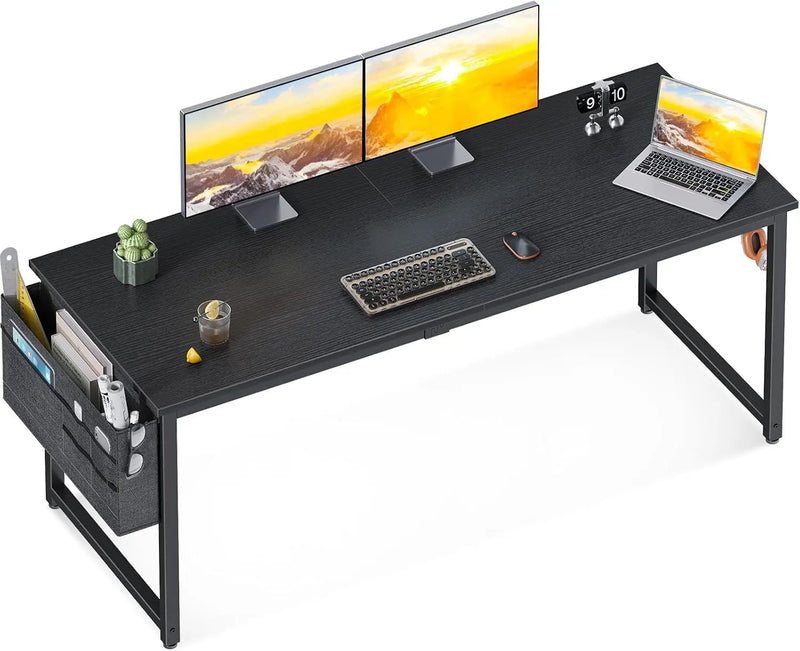 Computer Desk Large Office Desk, 63 Inch Gaming Desk with Storage, Modern PC Desk Work Table with Headphone Hook for Home Office, Black - Puck's