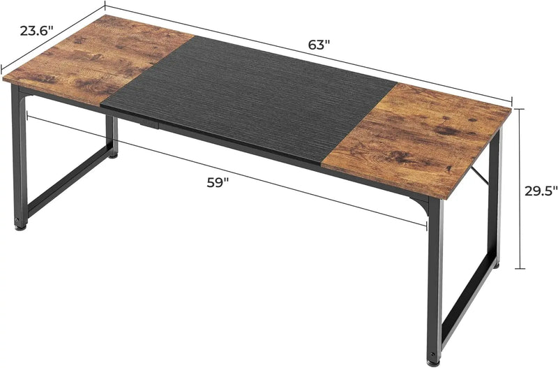 Computer Desk, 63 Inch Office Desk, Gaming Desk with Storage, Writing Desk Work - Puck's