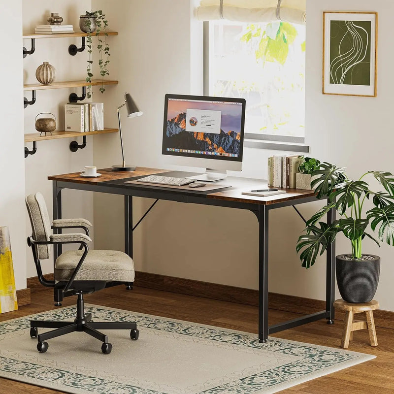 Computer Desk, 63 Inch Office Desk, Gaming Desk with Storage, Writing Desk Work - Puck's