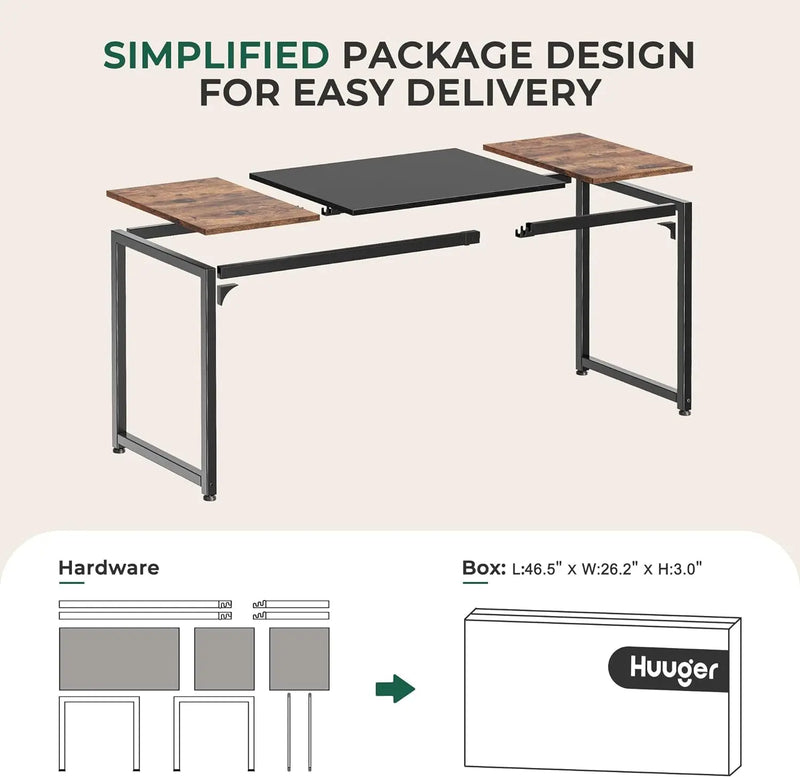 Computer Desk, 63 Inch Office Desk, Gaming Desk with Storage, Writing Desk Work - Puck's