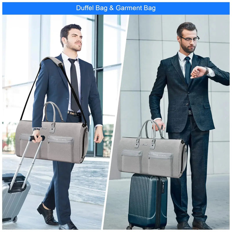 Convertible Garment Bag with Toiletry Bag, Modoker Carry on Garment Duffel Bag for Men Women - 2 in 1 Hanging Suitcase Suit Travel Bags, Light Grey - Puck's