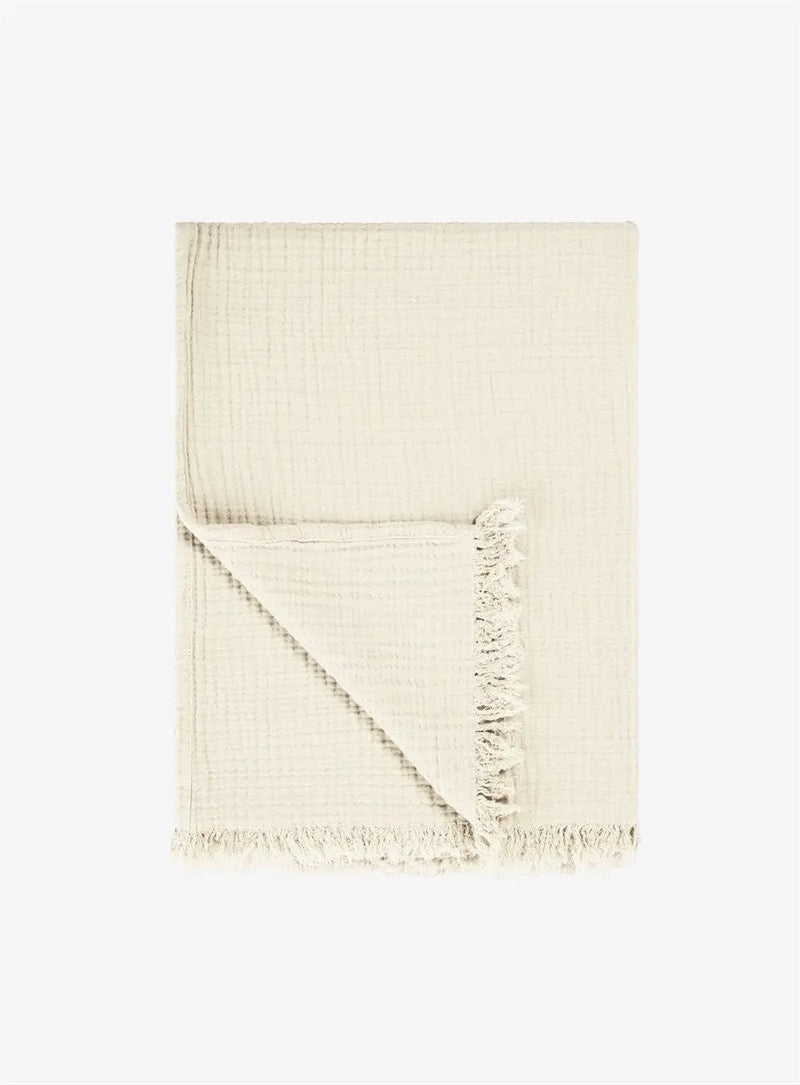 Cotton Beige Boho Throw Blanket - Puck's