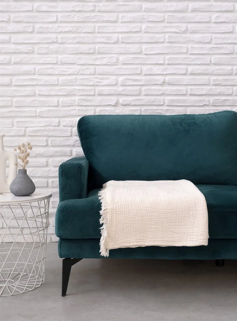 Cotton Beige Boho Throw Blanket - Puck's