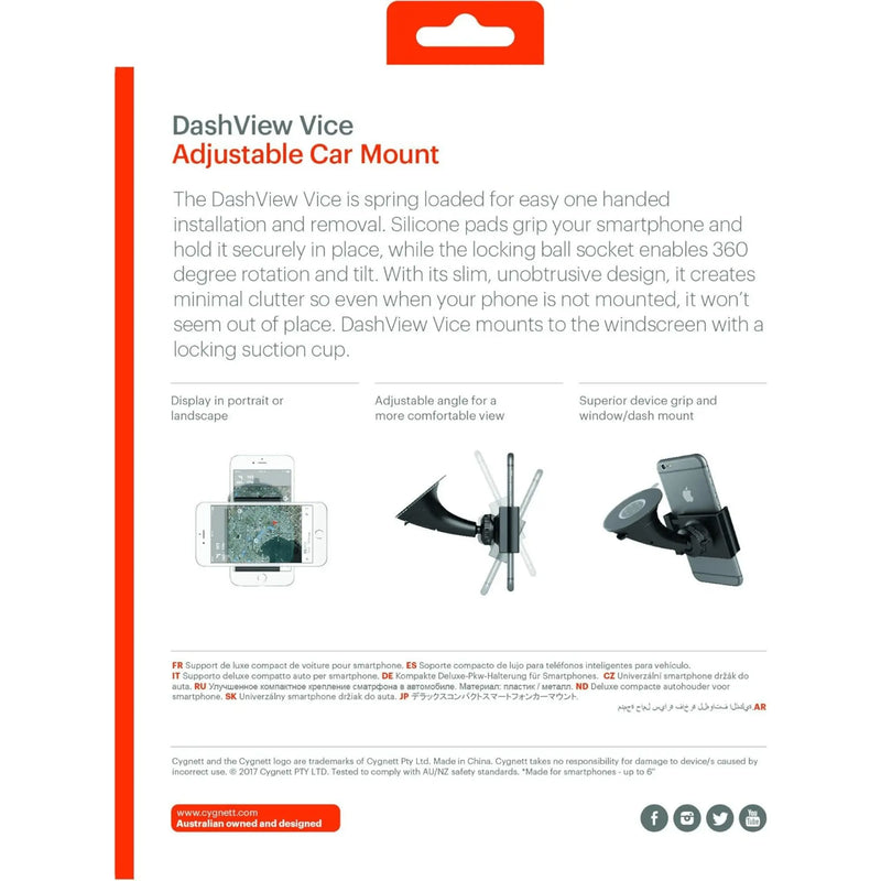 Cygnett DashView Adjustable Universal Car Windscreen Vice Mount w - Puck's