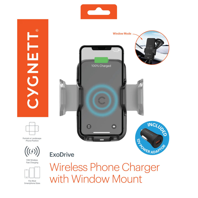 Cygnett ExoDrive Wireless Phone Charger with Window Mount for - Puck's