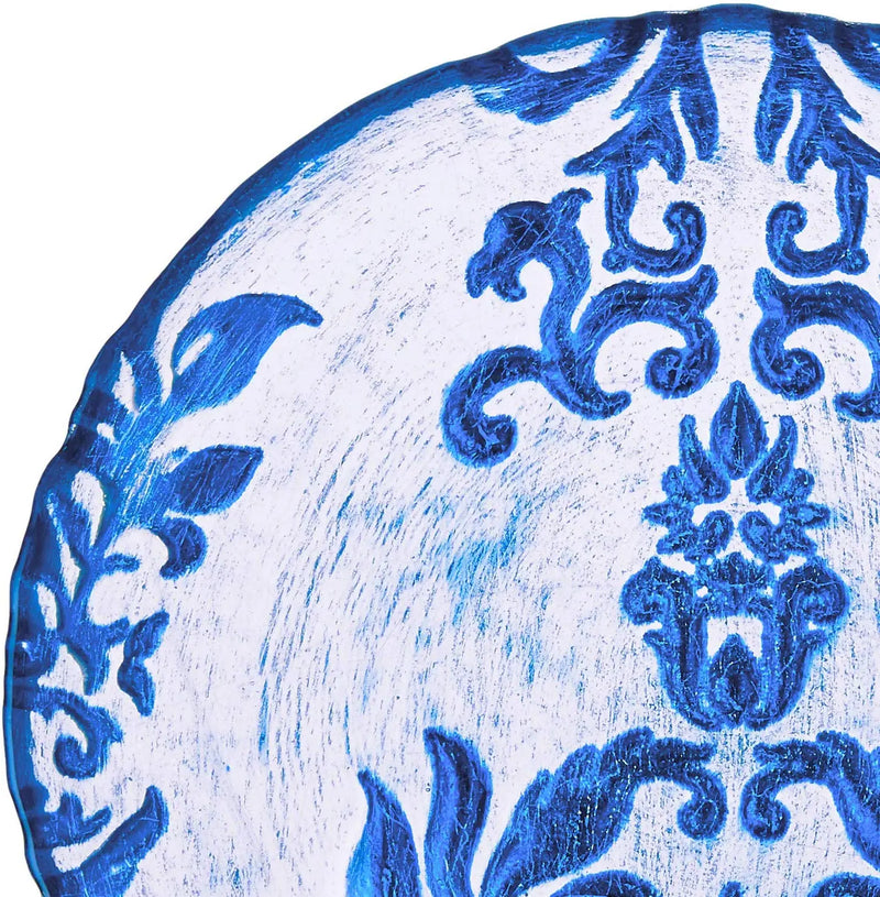 DAMASK Blue Velvet Gilded Glass Canapé Plates - Puck's