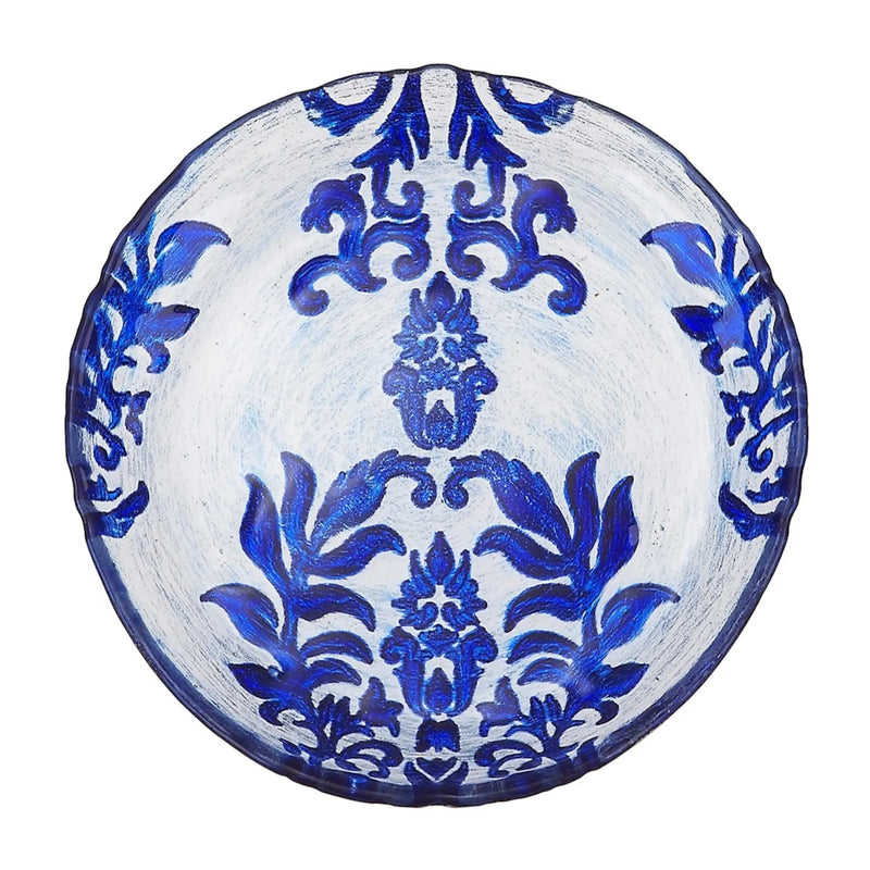 DAMASK Blue Velvet Gilded Glass Canapé Plates - Puck's
