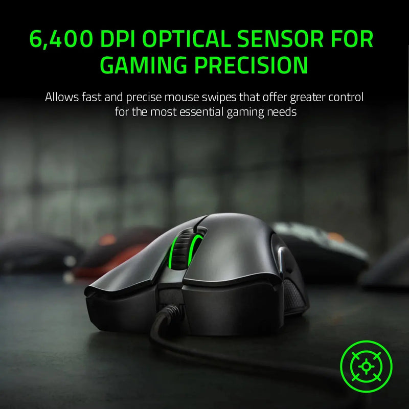 Deathadder Essential Wired Optical Gaming Mouse for PC, 5 Buttons, Black - Puck's