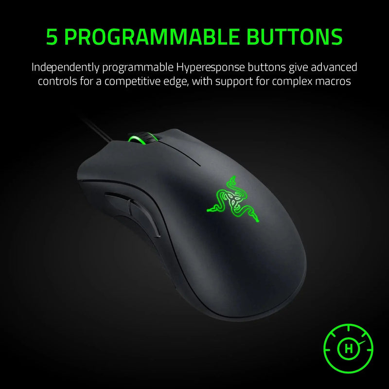 Deathadder Essential Wired Optical Gaming Mouse for PC, 5 Buttons, Black - Puck's