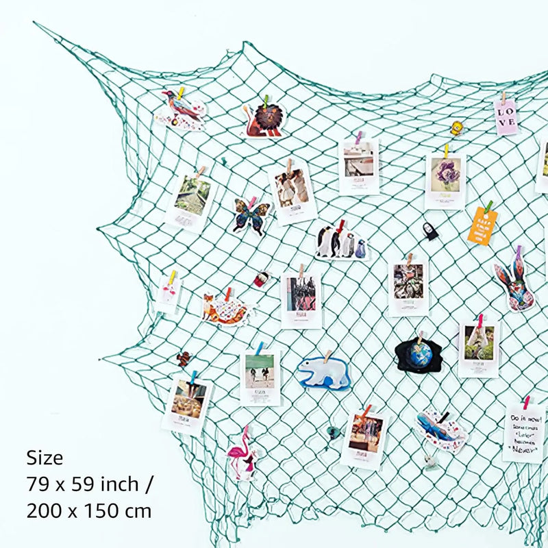 Decorative Fish Net, 79 X 59Inch Mediterranean Style Nautical Decorative Fishing Net Wall Hangings Decoration with Sea Shells, Turquoise - Puck's
