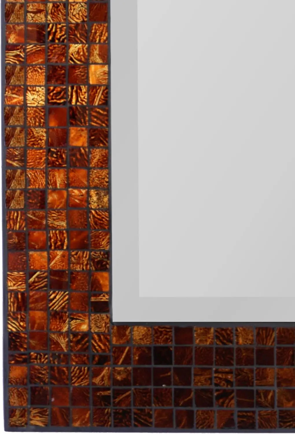 , Decorative Handmade Amber Rectangle Mosaic Beveled Wall Mirror, Frame Measures 31" X 23.5", Beveled Mirror Measures 24" X 15.5" Perfect for Housewarming Gift. (LP307) - Puck's