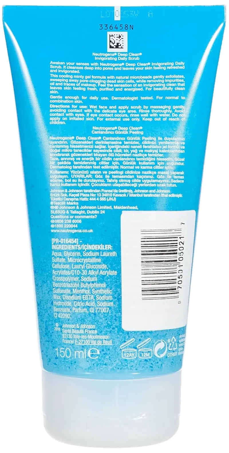 Deep Clean Invigorating Foaming Facial Scrub with Glycerin, Cooling & Exfoliating Gel Face Wash to Remove Dirt, Oil & Makeup, 4.2 Fl. Oz - Puck's