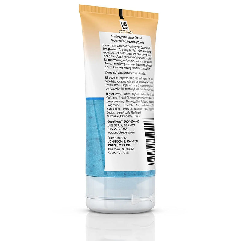 Deep Clean Invigorating Foaming Facial Scrub with Glycerin, Cooling & Exfoliating Gel Face Wash to Remove Dirt, Oil & Makeup, 4.2 Fl. Oz - Puck's
