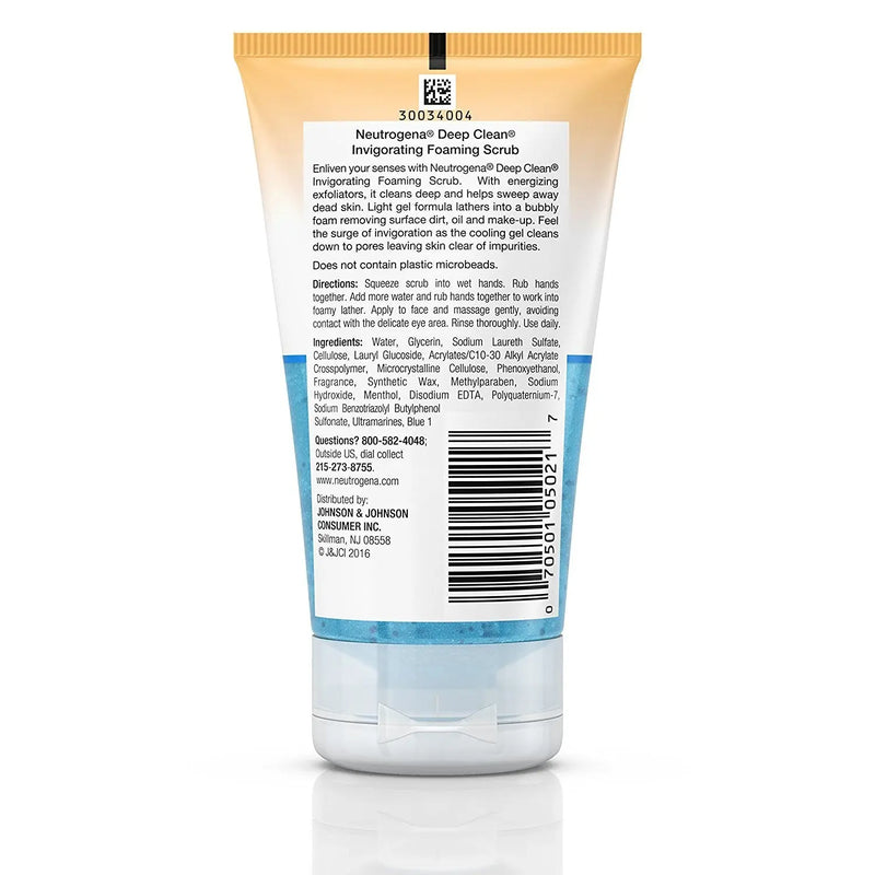 Deep Clean Invigorating Foaming Facial Scrub with Glycerin, Cooling & Exfoliating Gel Face Wash to Remove Dirt, Oil & Makeup, 4.2 Fl. Oz - Puck's