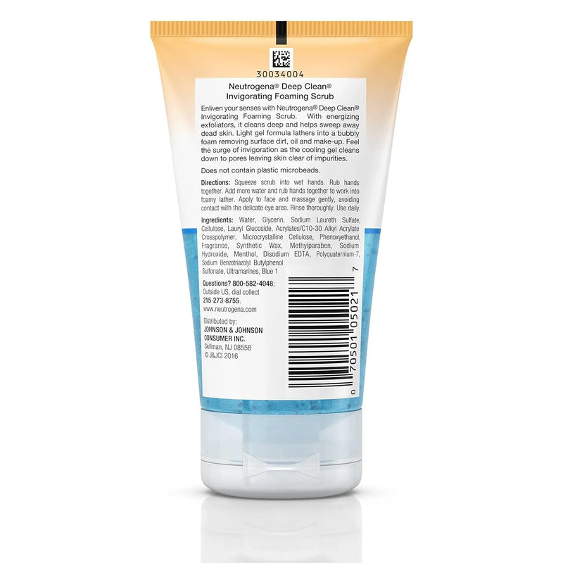 Deep Clean Invigorating Foaming Facial Scrub with Glycerin, Cooling & Exfoliating Gel Face Wash to Remove Dirt, Oil & Makeup, 4.2 Fl. Oz - Puck's