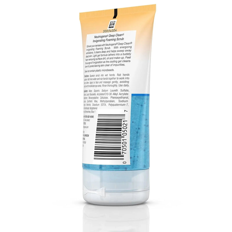 Deep Clean Invigorating Foaming Facial Scrub with Glycerin, Cooling & Exfoliating Gel Face Wash to Remove Dirt, Oil & Makeup, 4.2 Fl. Oz - Puck's