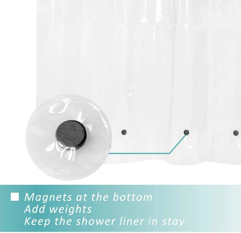 Deluxe Clear 100%  Waterproof Mildew-Free Shower Curtain 70X72" - Puck's