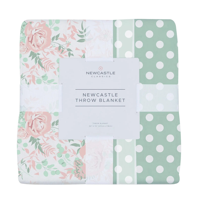 Desert Rose and Jade Polka Dot Cotton Muslin Throw Blanket - Puck's