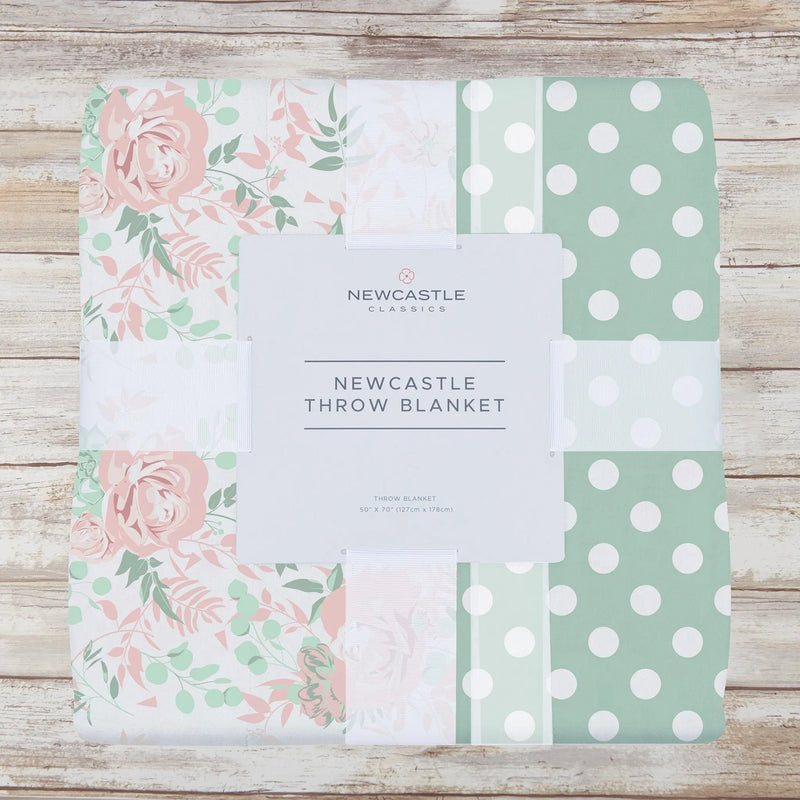 Desert Rose and Jade Polka Dot Cotton Muslin Throw Blanket - Puck's