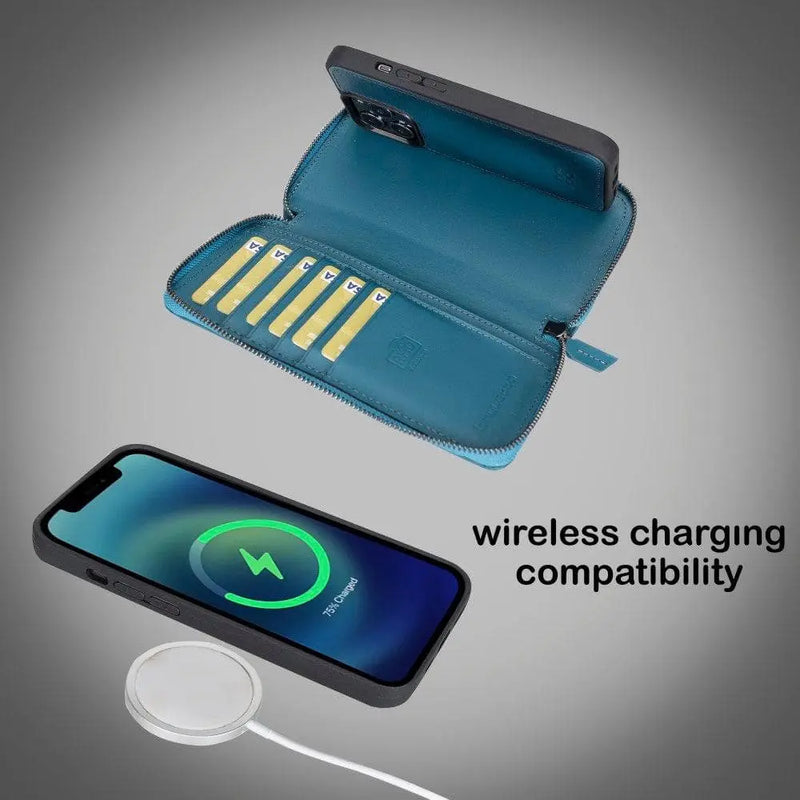 Detachable Leather Zipper Wallet Cases for Apple iPhone 13 Series - Puck's