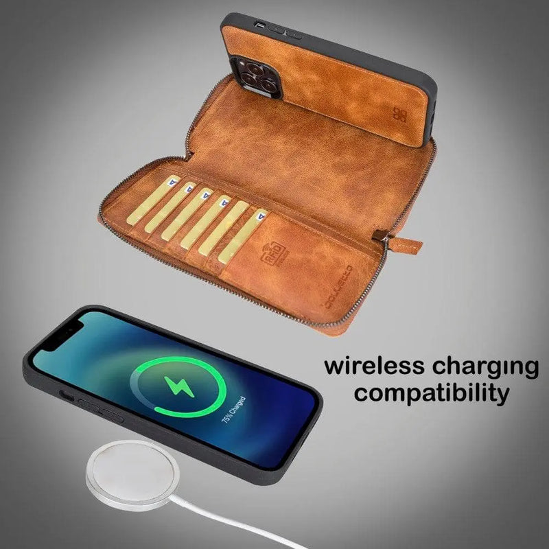 Detachable Leather Zipper Wallet Cases for Apple iPhone 13 Series - Puck's