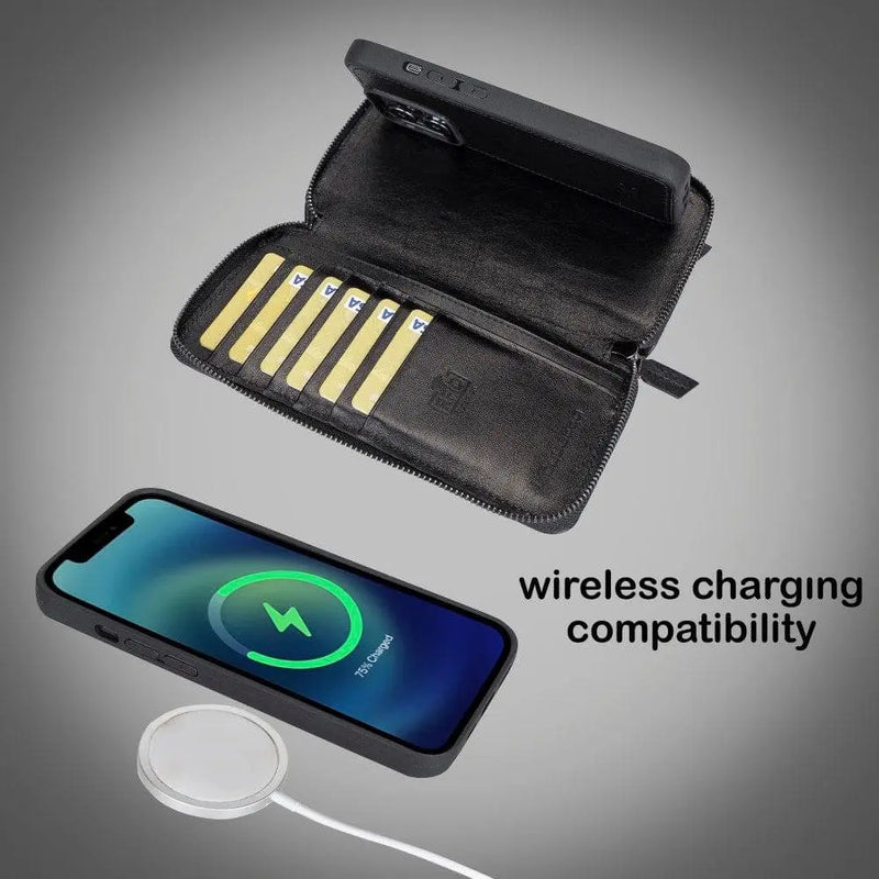 Detachable Leather Zipper Wallet Cases for Apple iPhone 13 Series - Puck's