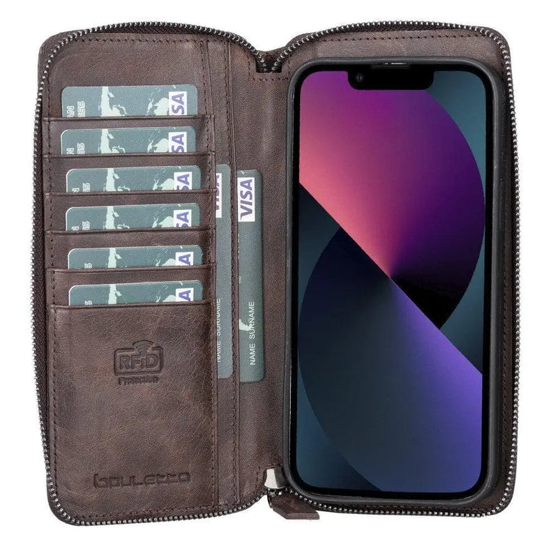 Detachable Leather Zipper Wallet Cases for Apple iPhone 13 Series - Puck's