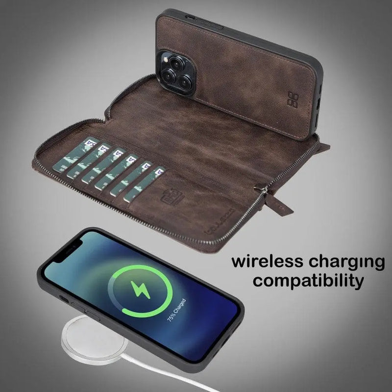 Detachable Leather Zipper Wallet Cases for Apple iPhone 13 Series - Puck's
