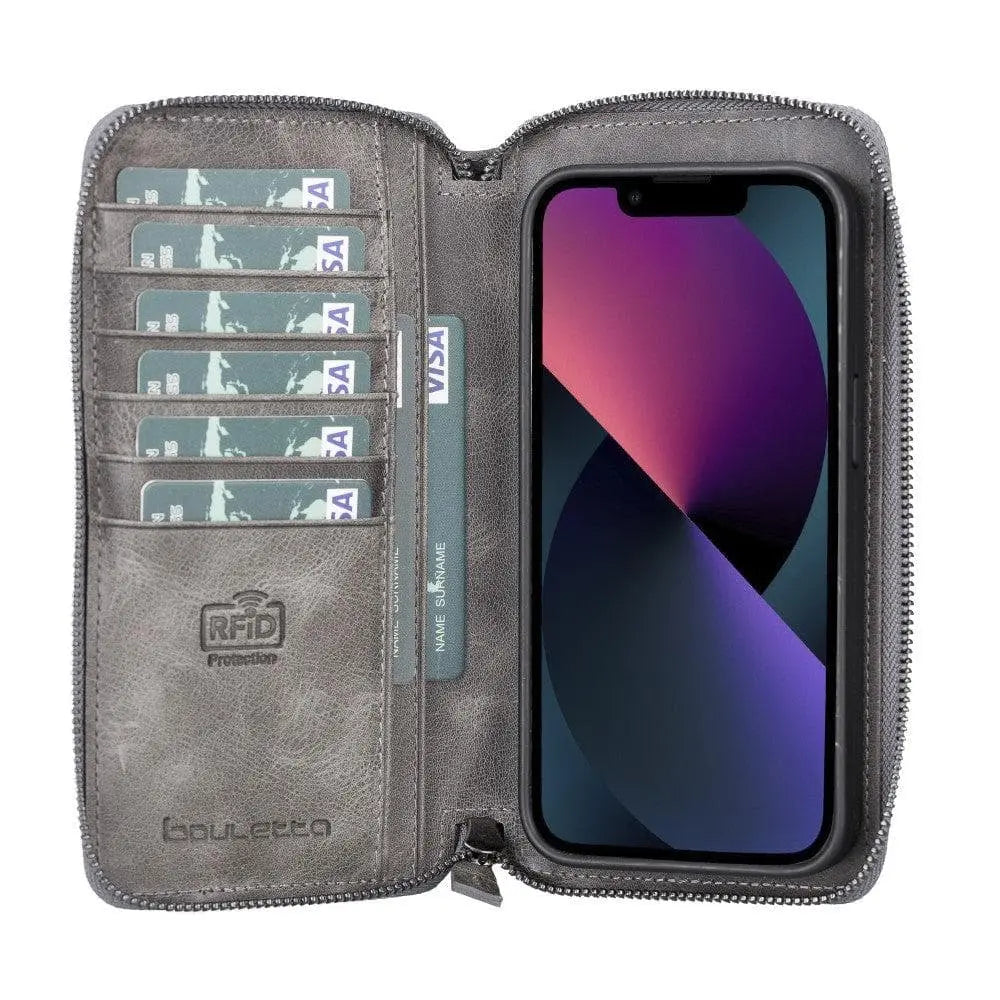 Detachable Leather Zipper Wallet Cases for Apple iPhone 13 Series - Puck's