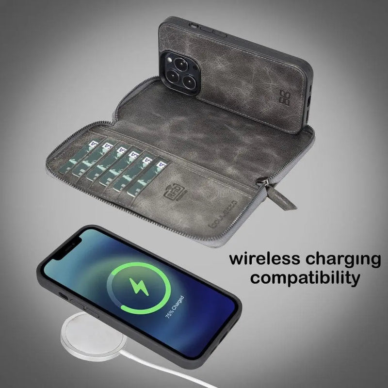 Detachable Leather Zipper Wallet Cases for Apple iPhone 13 Series - Puck's