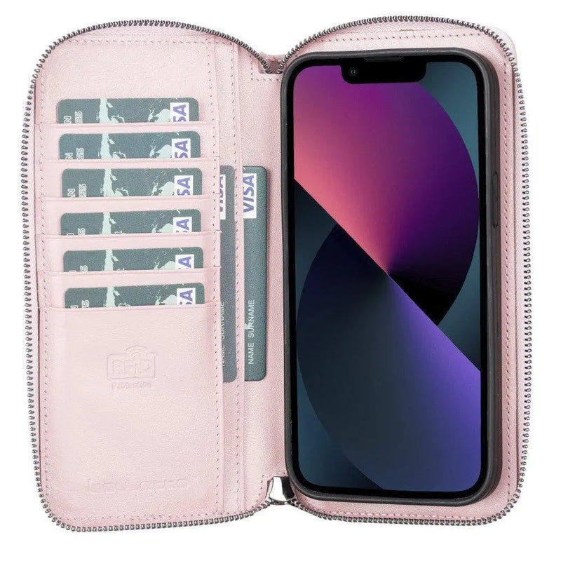 Detachable Leather Zipper Wallet Cases for Apple iPhone 13 Series - Puck's
