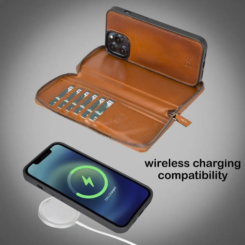 Detachable Leather Zipper Wallet Cases for Apple iPhone 13 Series - Puck's