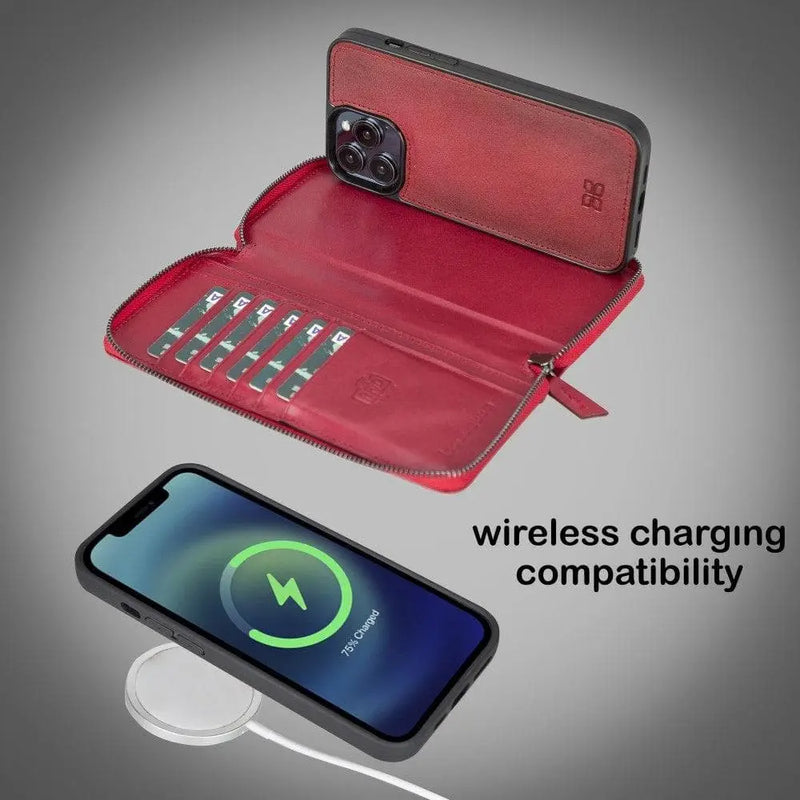 Detachable Leather Zipper Wallet Cases for Apple iPhone 13 Series - Puck's