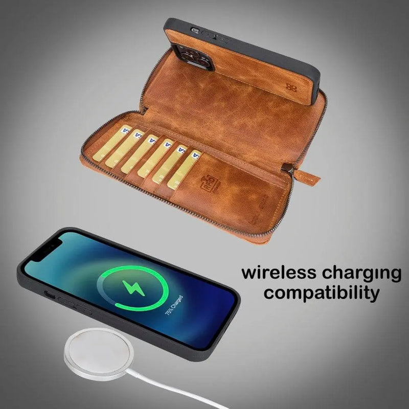Detachable Leather Zipper Wallet Cases for Apple iPhone 13 Series - Puck's