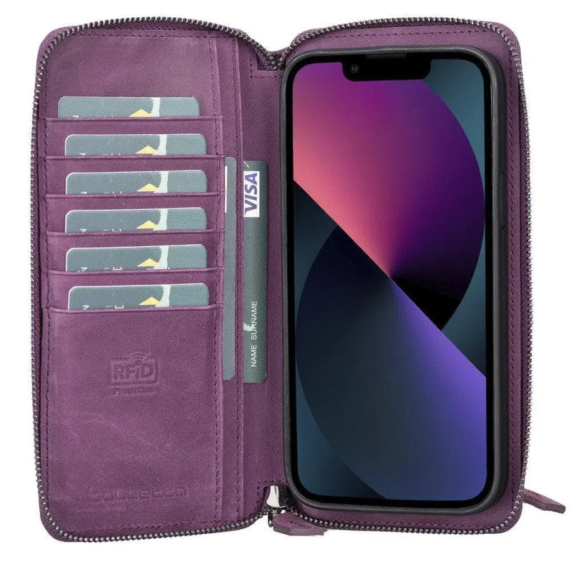 Detachable Leather Zipper Wallet Cases for Apple iPhone 13 Series - Puck's