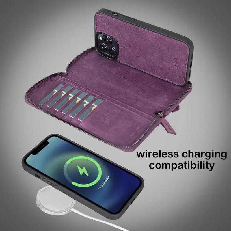 Detachable Leather Zipper Wallet Cases for Apple iPhone 13 Series - Puck's