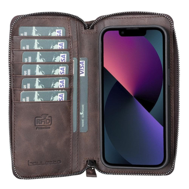 Detachable Leather Zipper Wallet Cases for Apple iPhone 13 Series - Puck's