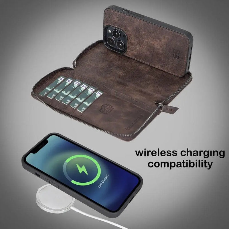 Detachable Leather Zipper Wallet Cases for Apple iPhone 13 Series - Puck's