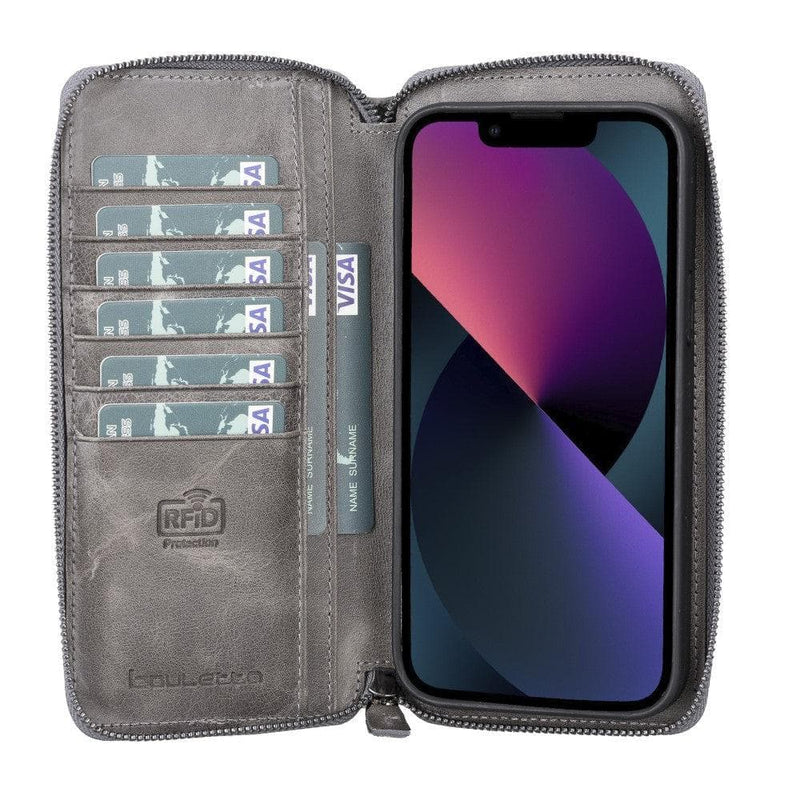 Detachable Leather Zipper Wallet Cases for Apple iPhone 13 Series - Puck's
