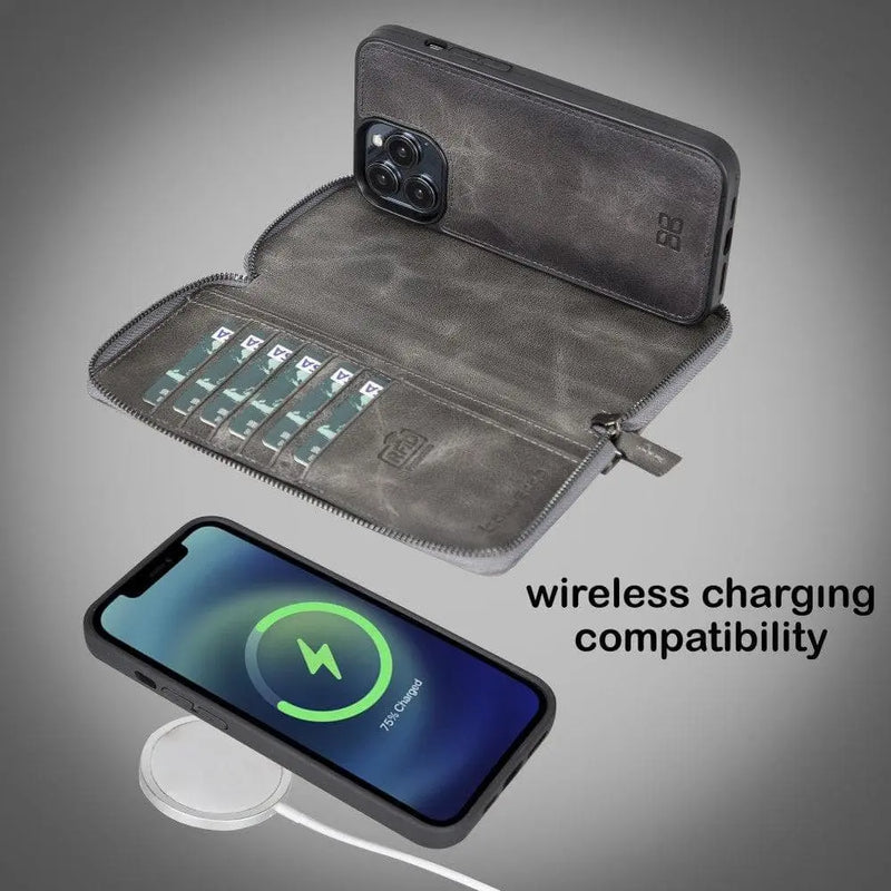 Detachable Leather Zipper Wallet Cases for Apple iPhone 13 Series - Puck's