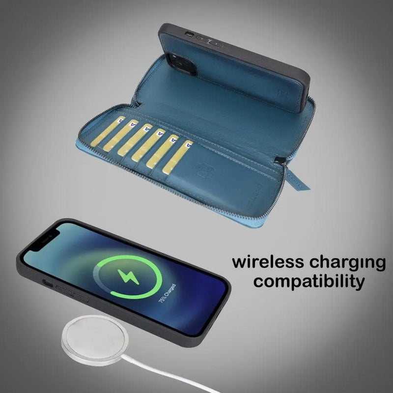 Detachable Leather Zipper Wallet Cases for Apple iPhone 13 Series - Puck's