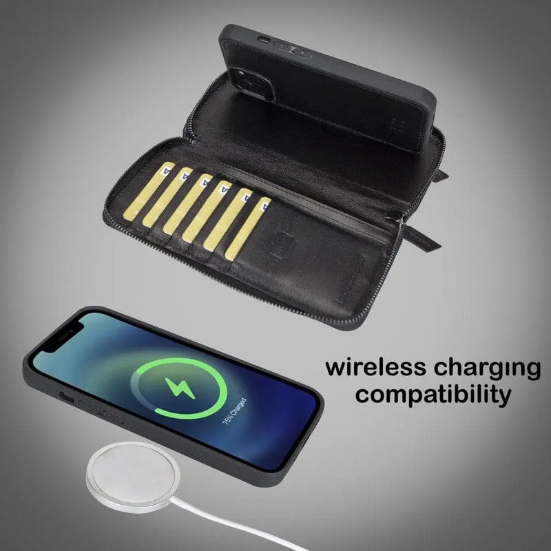 Detachable Leather Zipper Wallet Cases for Apple iPhone 13 Series - Puck's