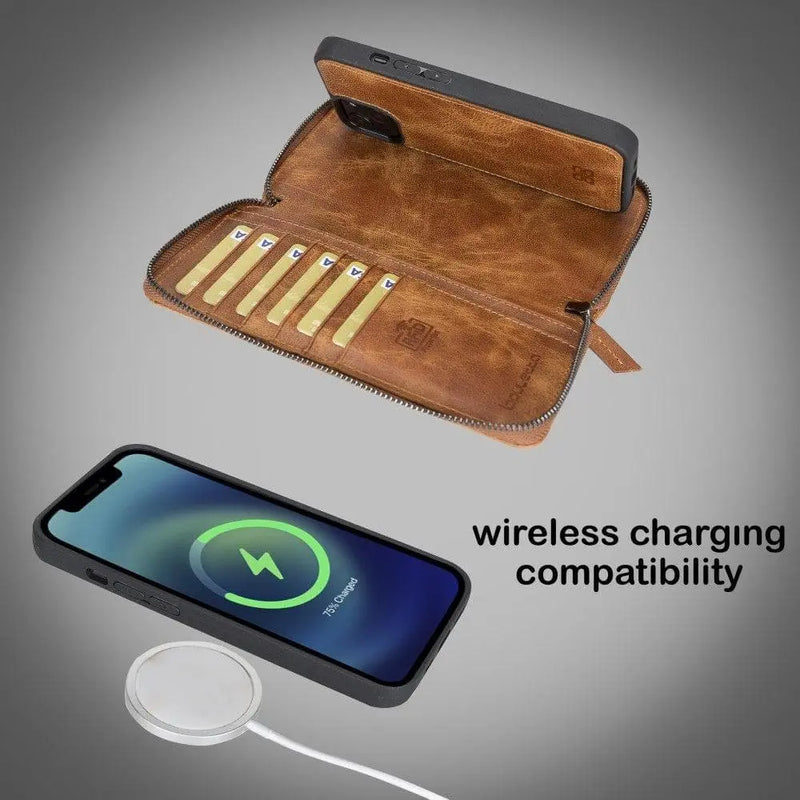 Detachable Leather Zipper Wallet Cases for Apple iPhone 13 Series - Puck's