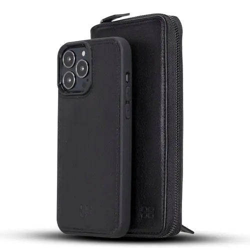 Detachable Leather Zipper Wallet Cases for Apple iPhone 13 Series - Puck's